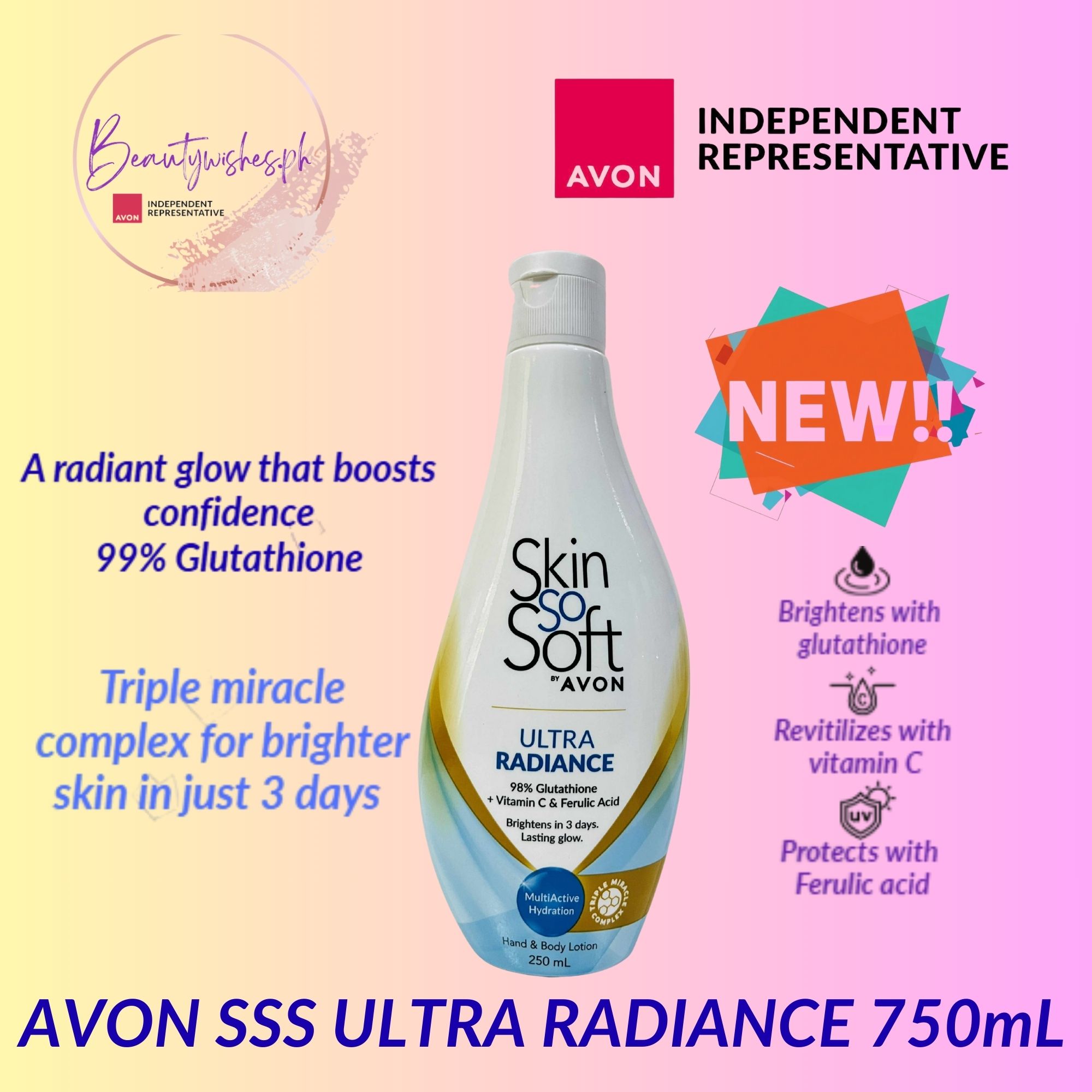 Avon SSS whitening Ultra Radiance Glutathione Hand body lotion | Lazada PH