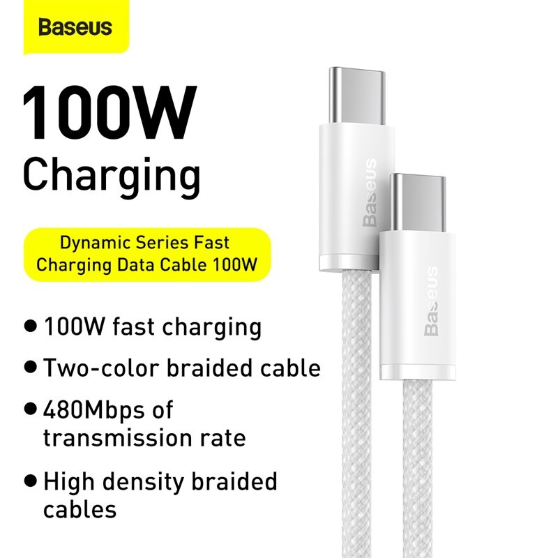 Baseus Cáp USB C 100W Cáp USB C Sang USB Type C Cho Macbook Pro Ipad PD Dây Sạc Nhanh Cáp Type-C Cho Xiaomi Huawei