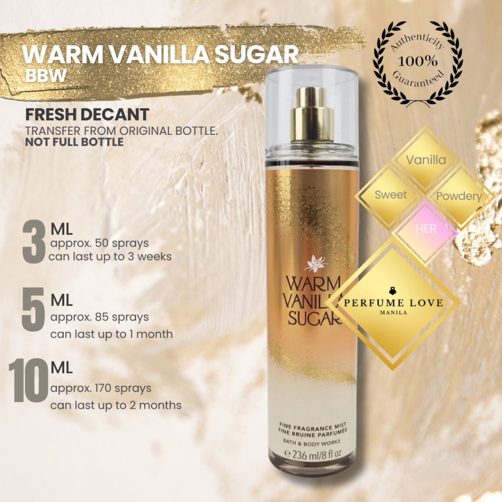 PERFUME DECANT BBW Warm Vanilla Sugar (VS Vanilla Lace Dupe