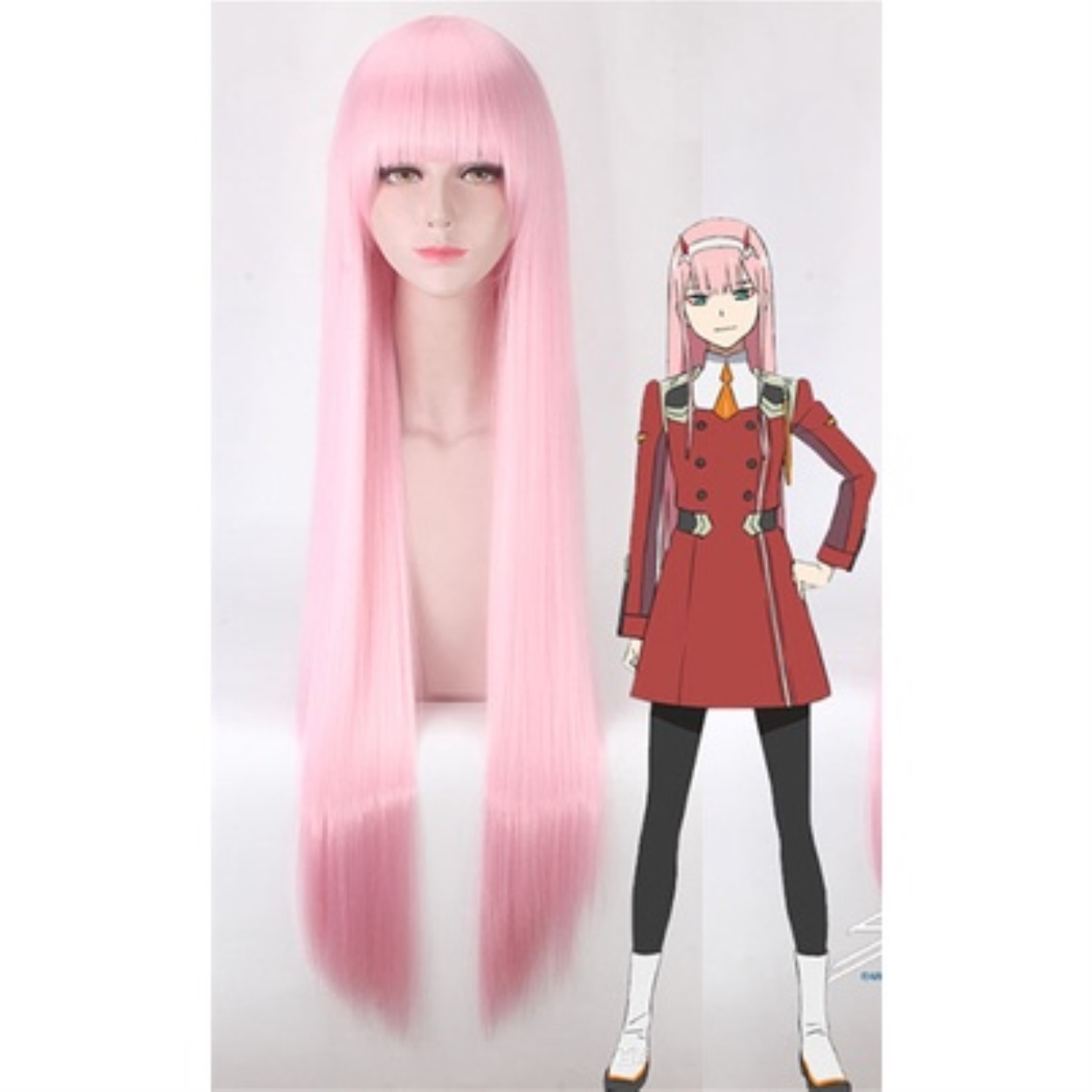 DARLING in the FRANXX Cosplay 02 ZERO TWO Strelizia Costume Wig Long ...