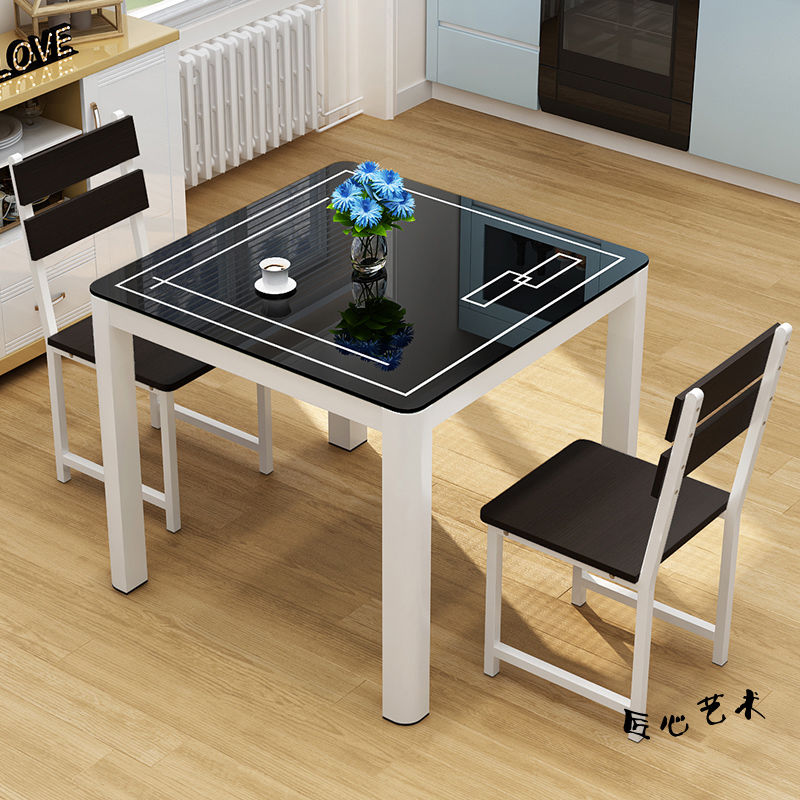 Tempered Glass Dining Tables and Chairs Set Simple Modern Dining Table Square Home Dining Tables