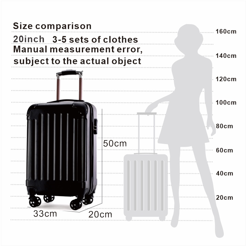 20 Inch ABS Suitcase on Wheels Women Fashion Travel Luggage Cabin ...