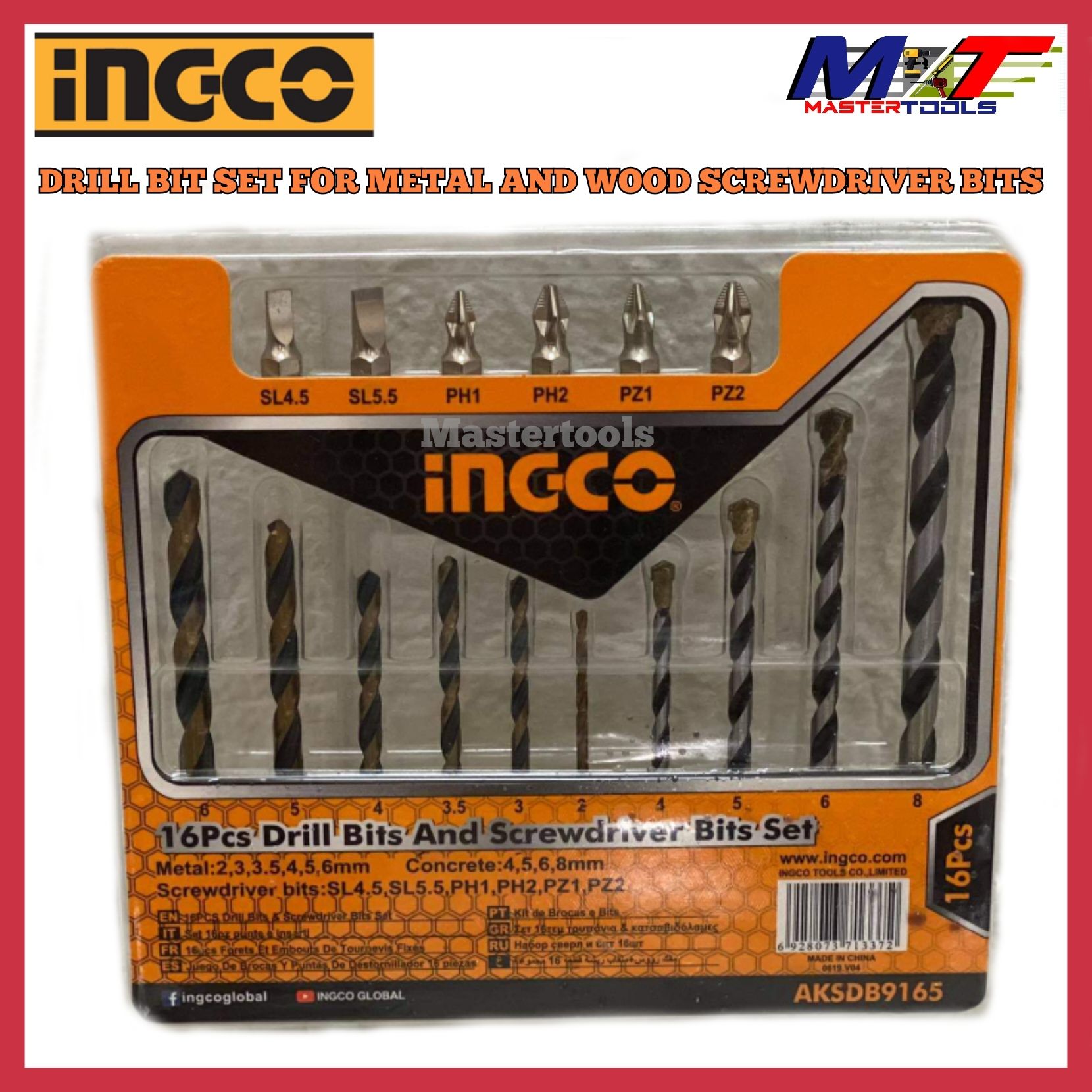 Ingco 16pcs Drill bit and Screwdriver 