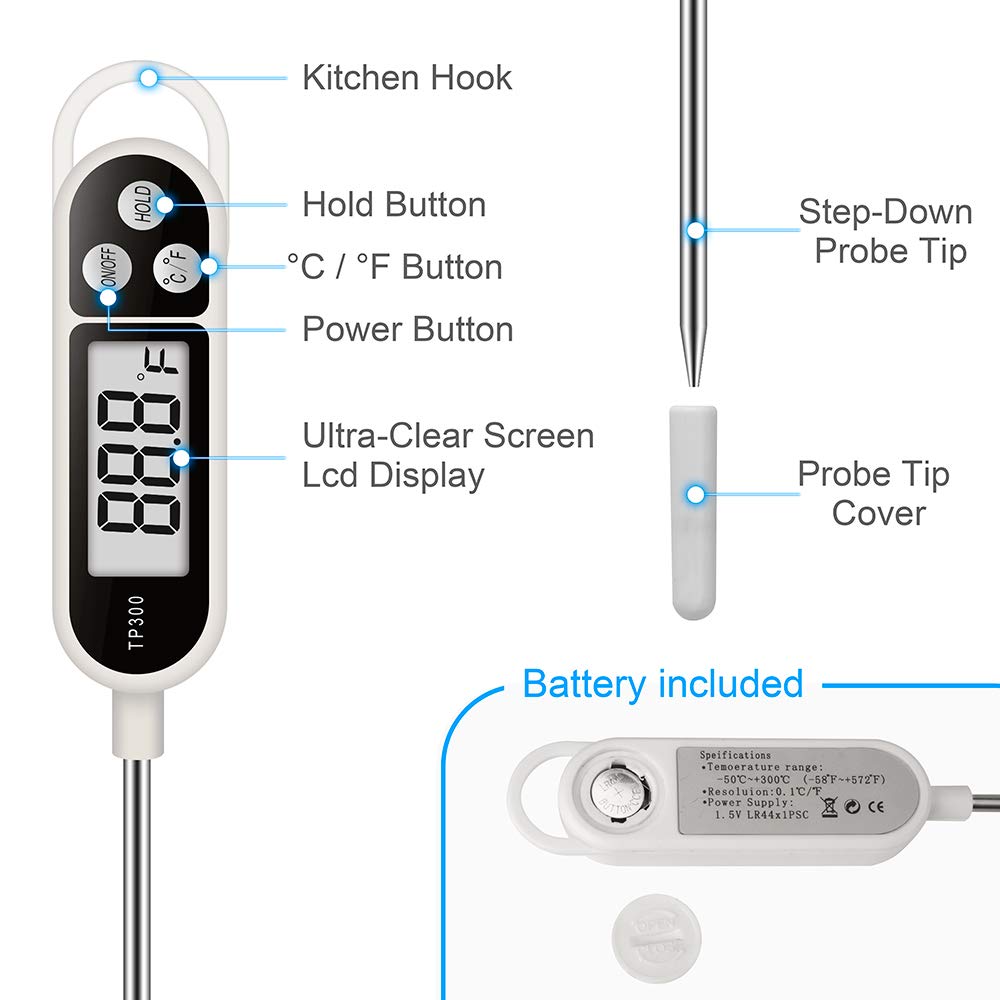 Food Thermometer, Instant Read Meat Thermometer, Baking Thermometer,  Digital Cooking Food Thermometer With Super Long Probe For Grill Candy  Kitchen Bbq Smoker Oven Oil Milk Yogurt, Kitchen Stuff, Cheap Stuff - Temu