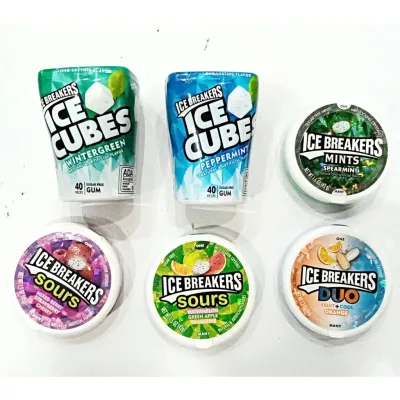 top sale❧✺❅ ICE BREAKERS ICE CUBES / Trident SUGAR FREE IMPORTED Chewing Gum Sugar Free mint USA