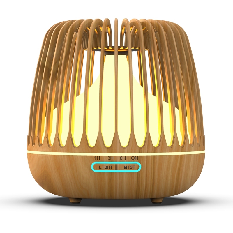 500ML Aroma Essential Oil Diffuser Ultrasonic Air Humidifier Wood Grain 7 Color Changing LED Lights Cool Mist for Home