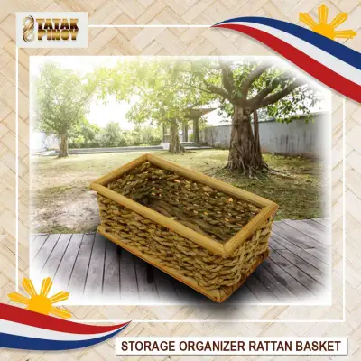 TATAK PINOY Rattan Basket Storage Baskets Shelf Organizer Container Bins
