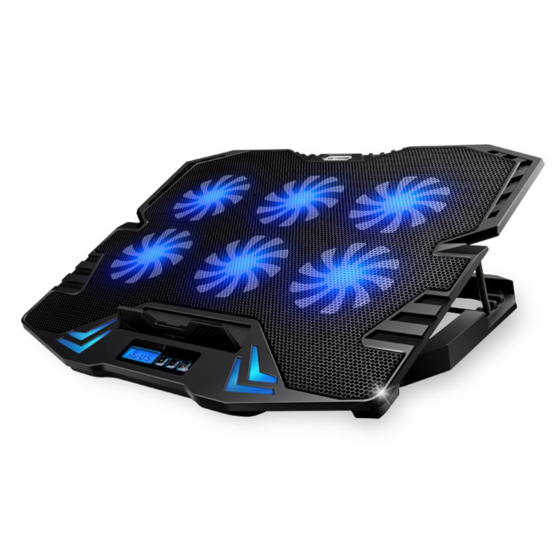 Lc 8 Laptop Cooler Cooling Pads Super Mute 6 Fans Ice Cooling With Rack Stand And Built In Lcd Display 5 Speed Of Fans For Laptop Notebook