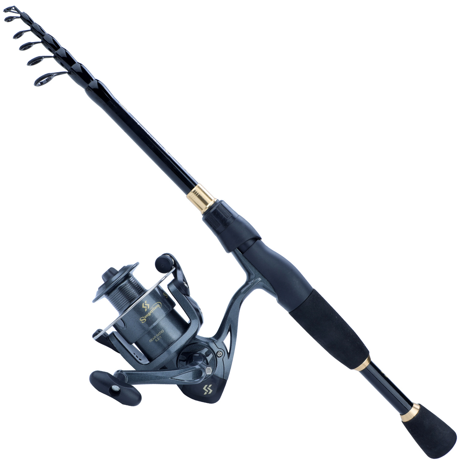 Fishing Rod Reel Set Carbon Spinning Rods 5.2:1 Gear Ratio Spinning Fishing  Reels with Gifts Fishing Line Accessories