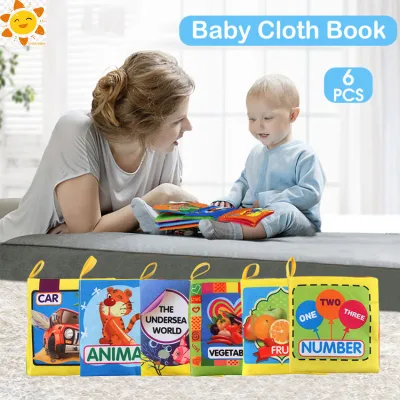 6 PCS Baby Cloth Book Early Learning Toy Baby Toddler Toys Intelligence Development gifts for boys girls