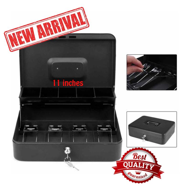 High Quality Cash Box Portable Vault Metal Lock Double Change Storage