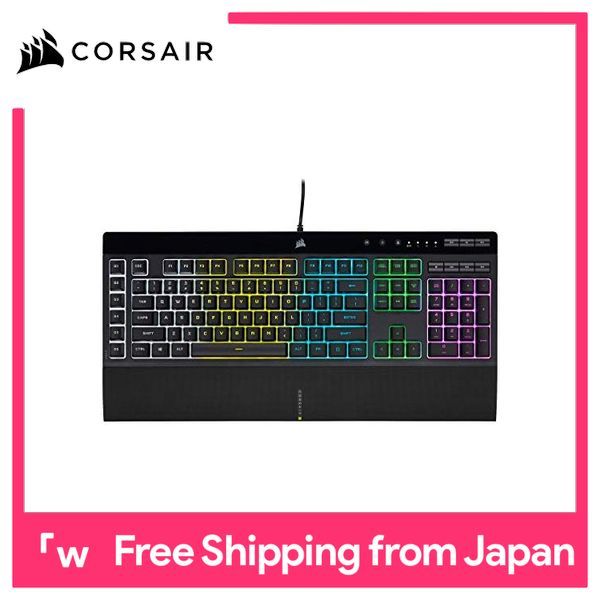 CORSAIR K55 RGB PRO Gaming Keyboard, Black-IP42 Dust-Proof / Drip-Proof-Removable Palm Rest-Dedicated Media Keys and Volume Keys (CH-9226765-JP) Singapore