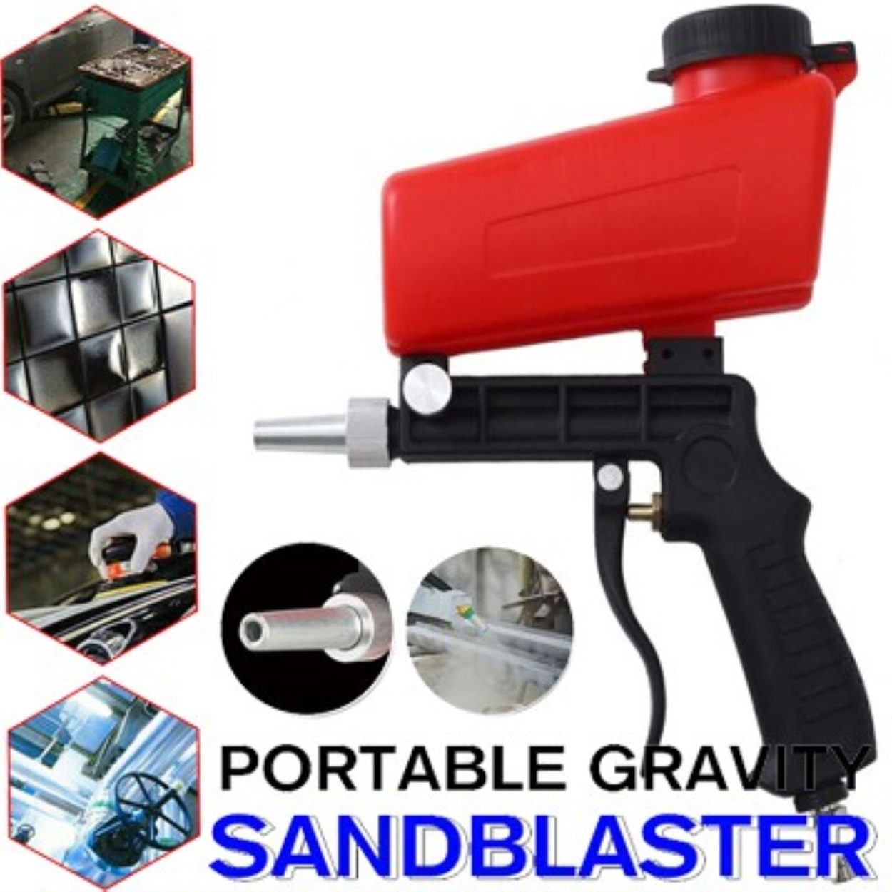 90psi Portable Sandblasting Gun Pneumatic Sandblaster Spray Gun