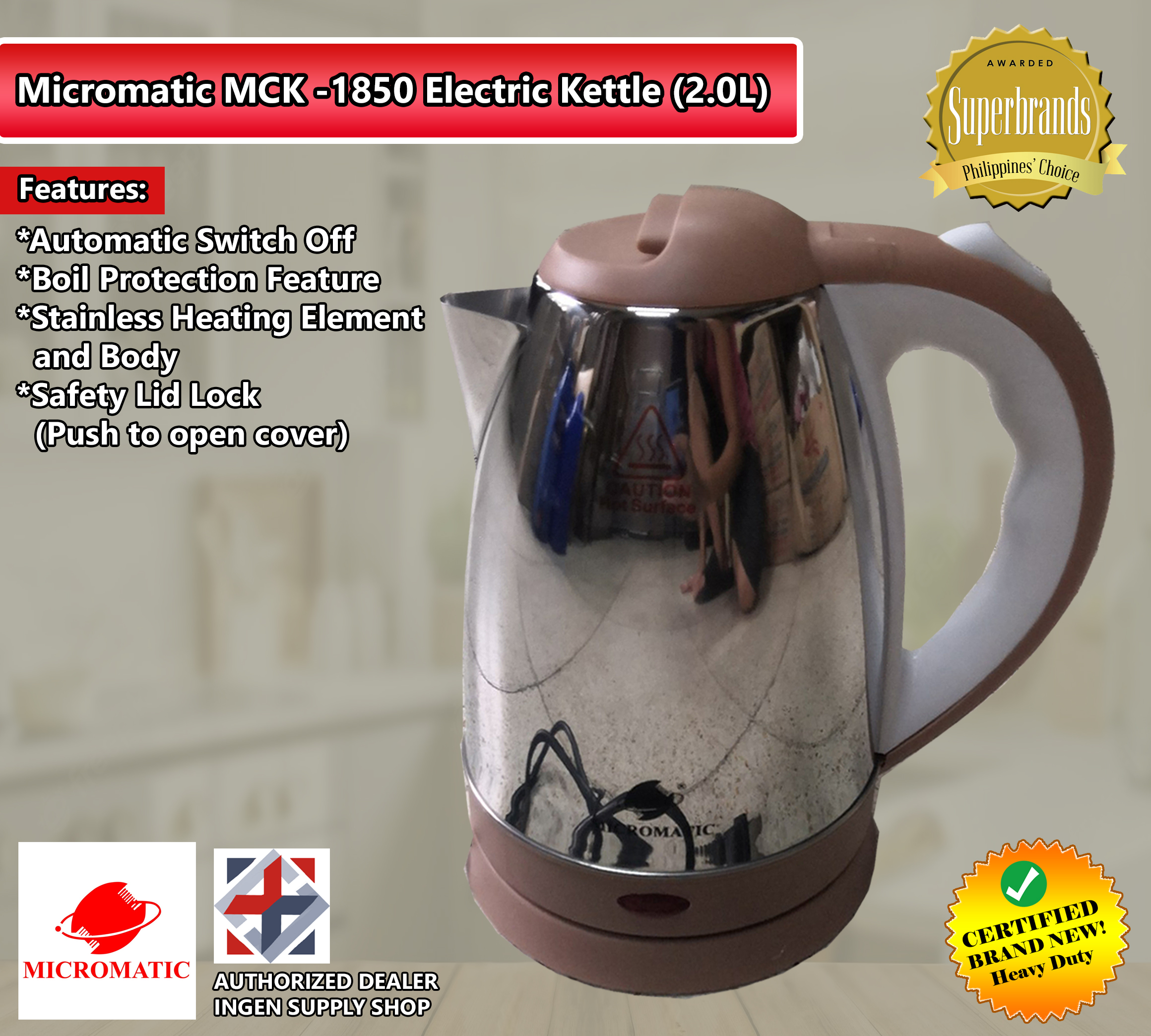 Micromatic Electric Kettle Brand New cordless Kettle MCK1850 2 Liters