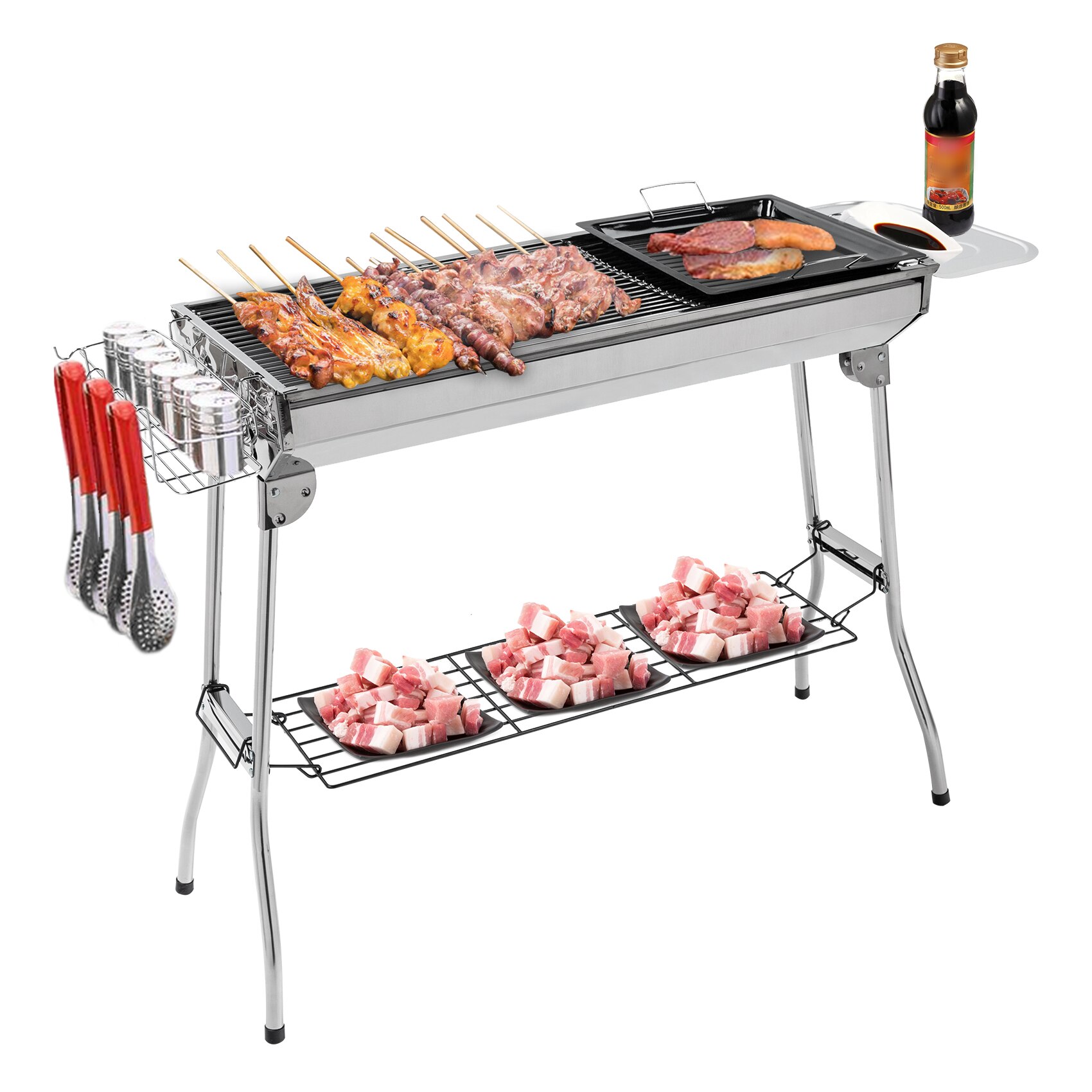 Barbeque Grill Home Extra Large Portable Foldable Pure Stainless Steel ...