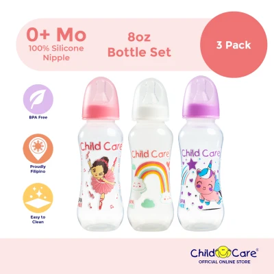 Child Care 8oz Baby Bottle Set (Anti-Colic Feeding bottle) (Standard Neck Bottle) (BPA Free Feeding Bottle) (Feeding Set)