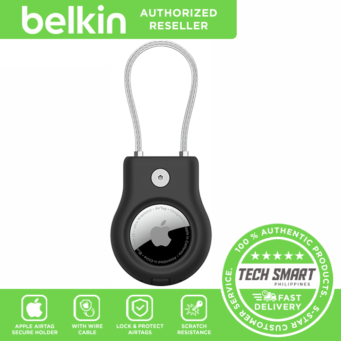 Belkin AirTag Case with Wire Cable, Secure Holder Protective Cover for Air  Tag, Scratch Resistance, AirTag Accessory - White & Apple AirTag Secure