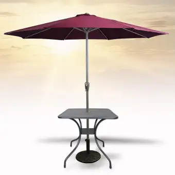 Outdoor Folding Umbrella And Square Table Set Parasol Garden