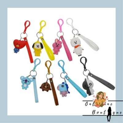 OB KP0P BTS BT21 Cartoon 3D Silicon Keychain Bag Chain Key Holder