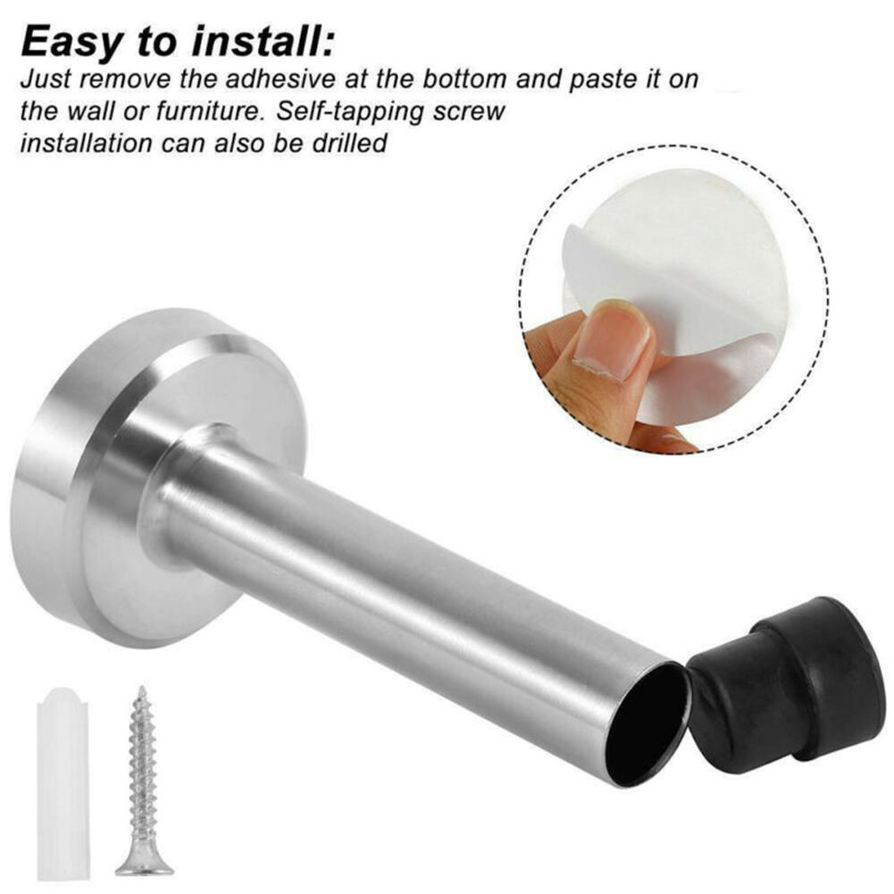 Door Stop Floor Wall Screw or Stick-on Projection Skirting Rubber Buffer  Stopper