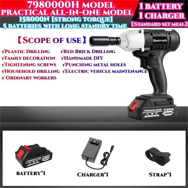 Cordless Impact Wrench With Li-ion Batteries And Accessories Kit
