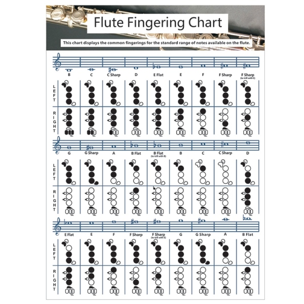 Flute Fingering Chart Flute Chord Chart Paper Flute Chords Poster,for Flute Beginner