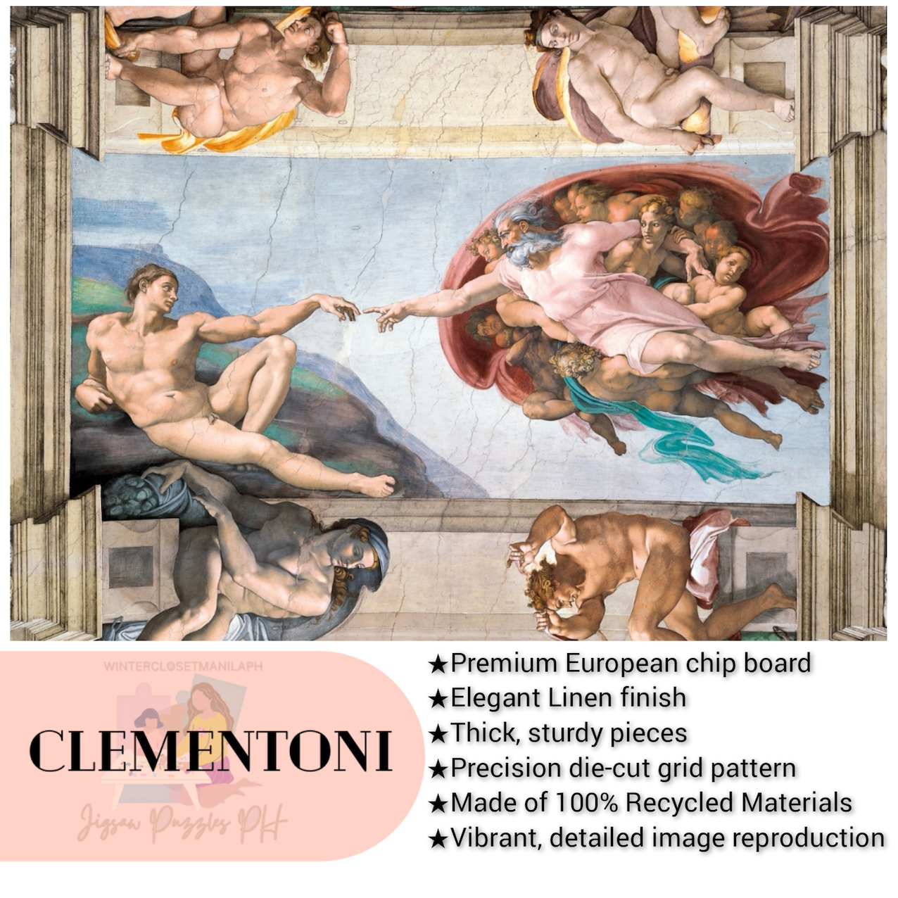 Puzzle 1000 Pcs - La Création d'Adam - Michelangelo Puzzle 1000 Pcs - La Création d'Adam - Michelangelo