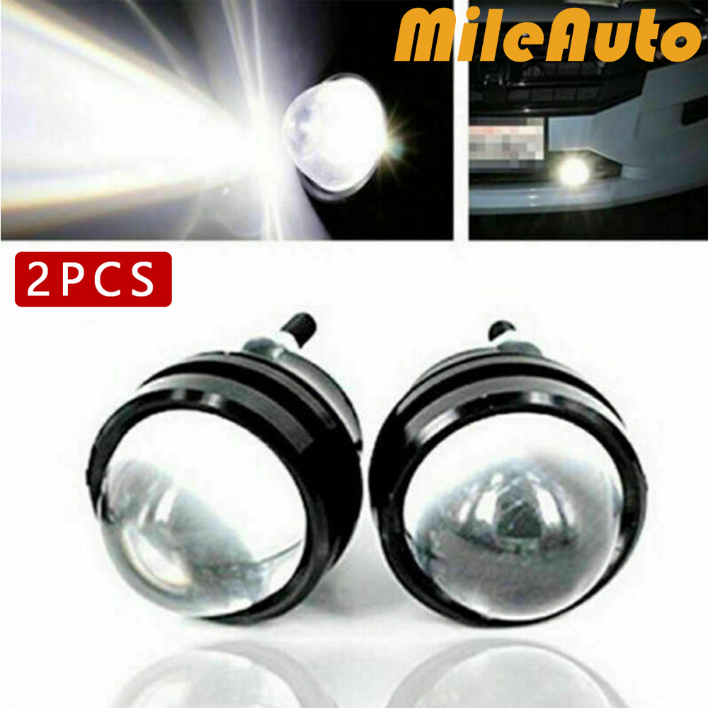 2x Car DRL Light White LED Bulb 12V 15W Fish Eye Fog Daytime Running Lamp 4x4.5cm/1.57x2" for most Cars
