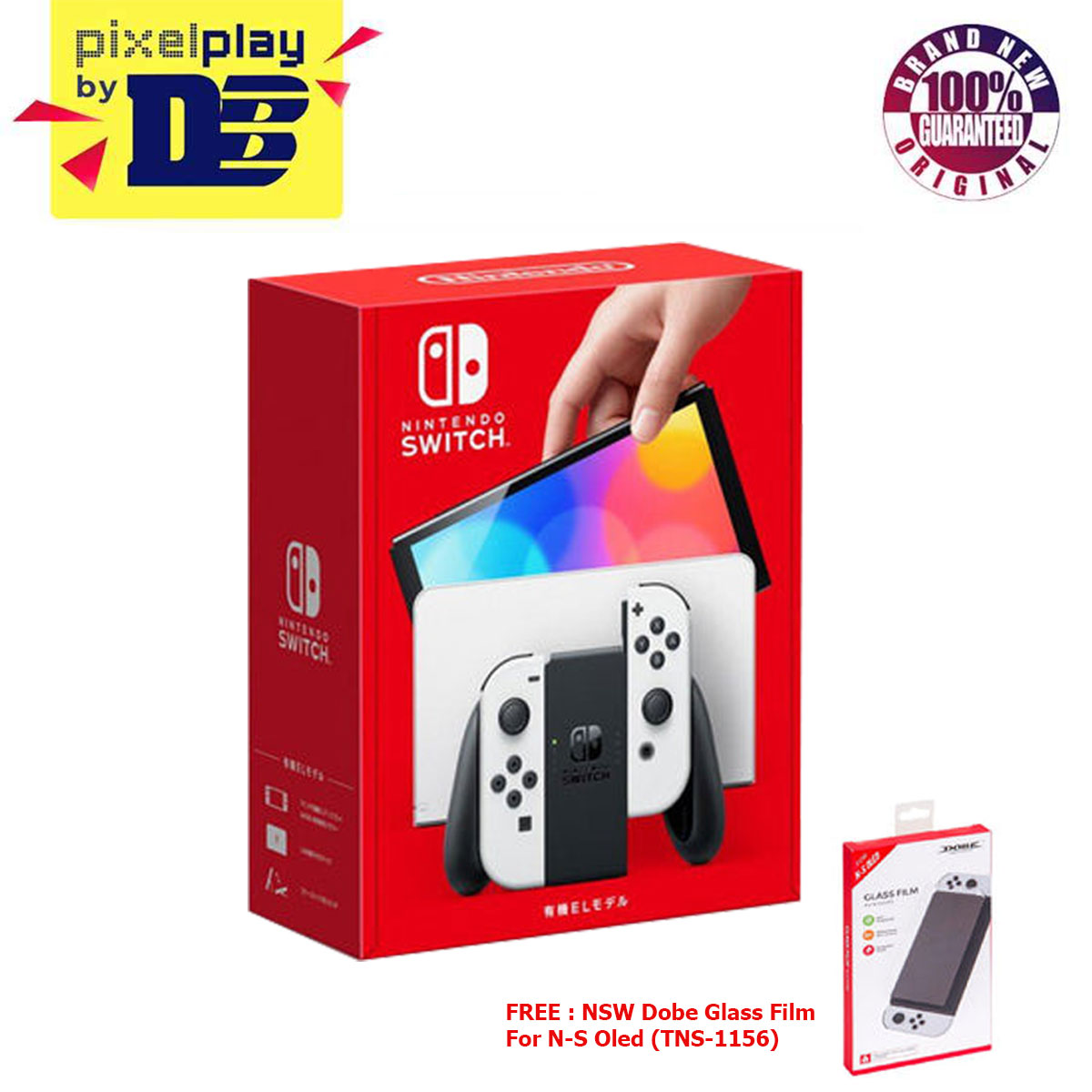 Nintendo Switch OLED Console (OLED Model) + NSW DOBE Glass Film For NS