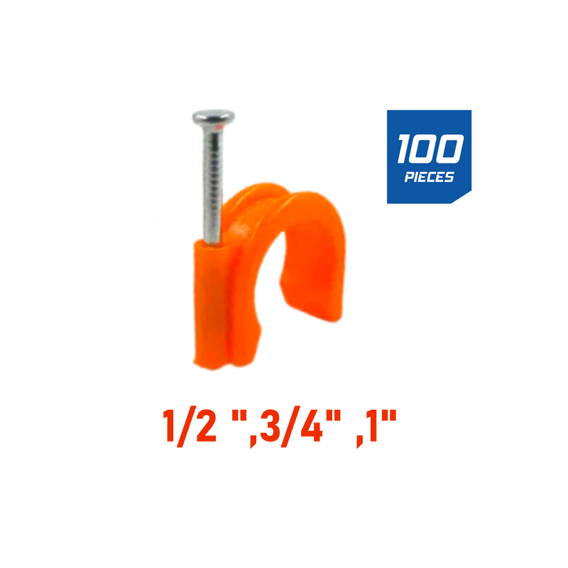 PVC Cable Hose Clamp Nail Wall Electrical Wire Pipe Round C Clip Blue ...