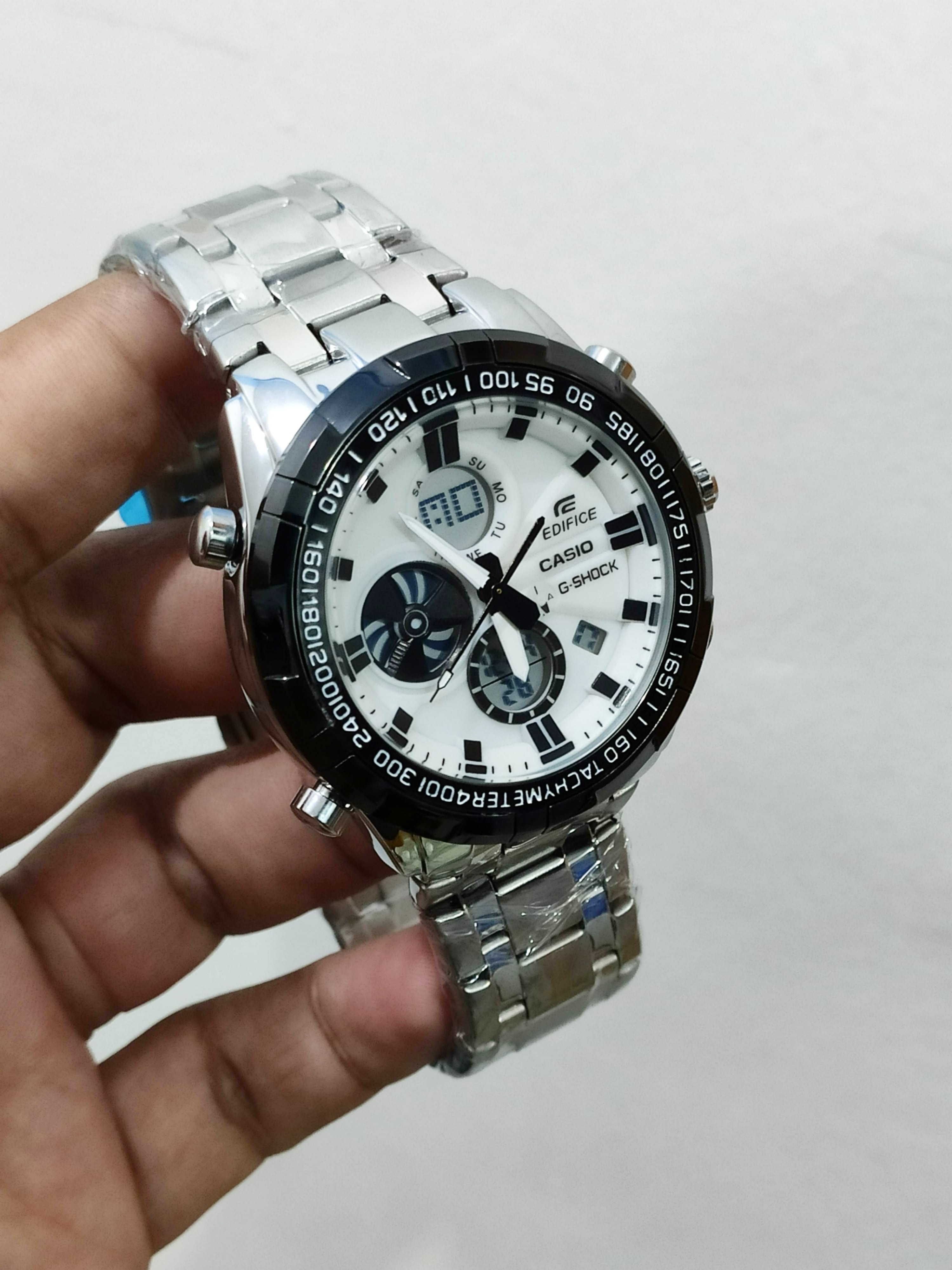 Edifice g shock stainless steel dual time sale