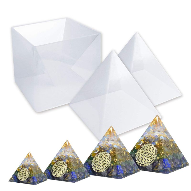 Large Resin Molds LET'S RESIN Pyramid Molds, Resin Silicone Molds for DIY Orgonite Orgone Pyramid, Orgonite Jewelry, Great for Paperweight, Home Decoration