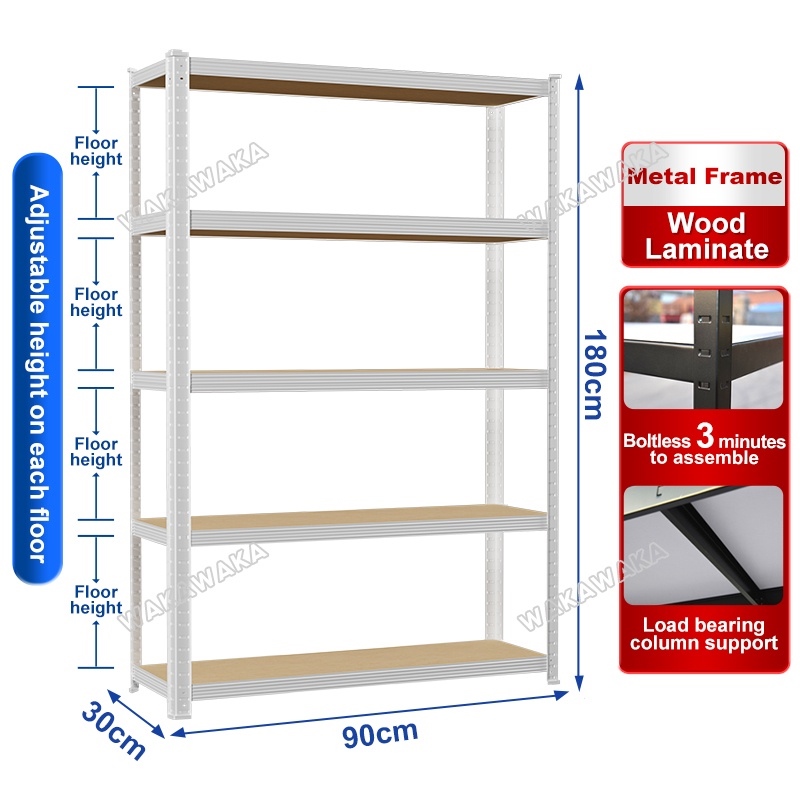 Powder m [Bearing 500KG]Steel Rack Boltless Rack 5 Layer Heavy Duty