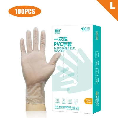 L size 100Pcs Disposable PVC Gloves Food-grade Transparent Protective Gloves Kitchen Baking Sloves TOMTOP