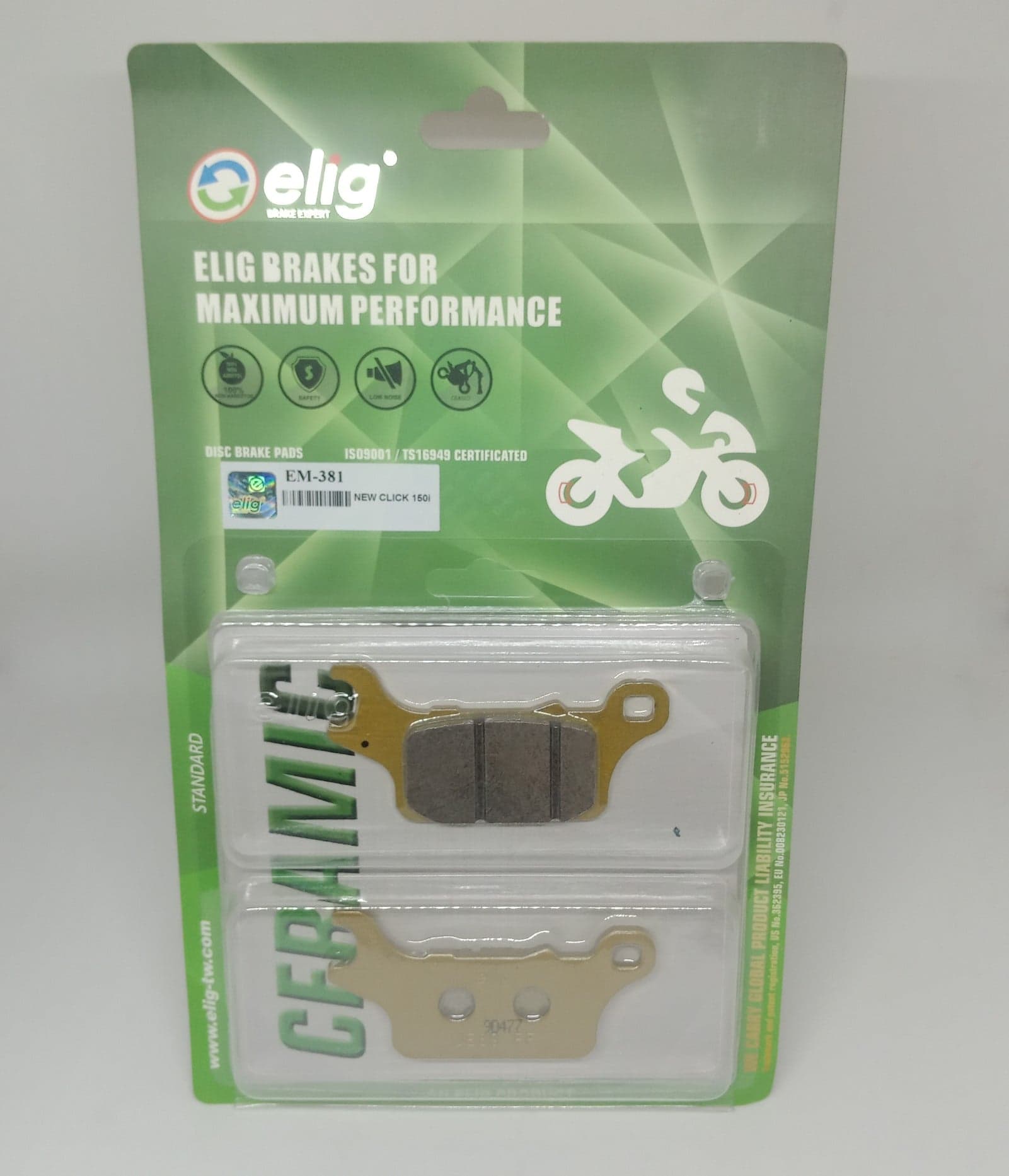 Elig Ceramic Standard Brake Pad Honda Click v2 125i 150i, Genio Lazada PH