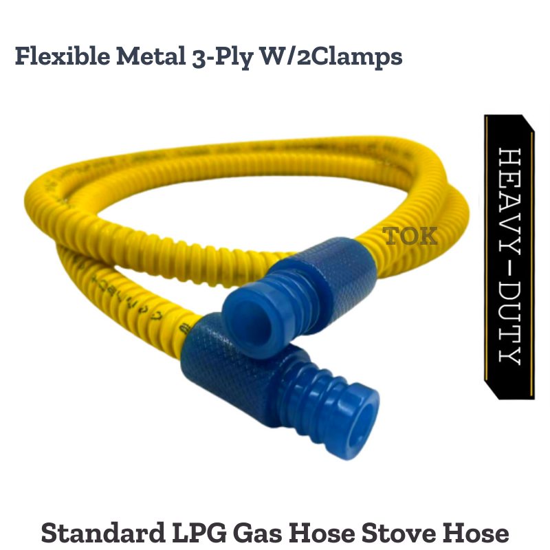 Heavy Duty Standard LPG Gas Stove Hose Flexible Metal 3Ply Rubber Gas