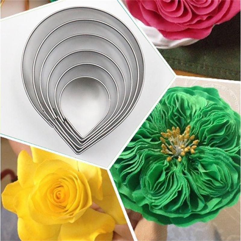 UG ???? Hot Sale 6PCS/Set Rose Petal Mold for Cake Decor Fondant