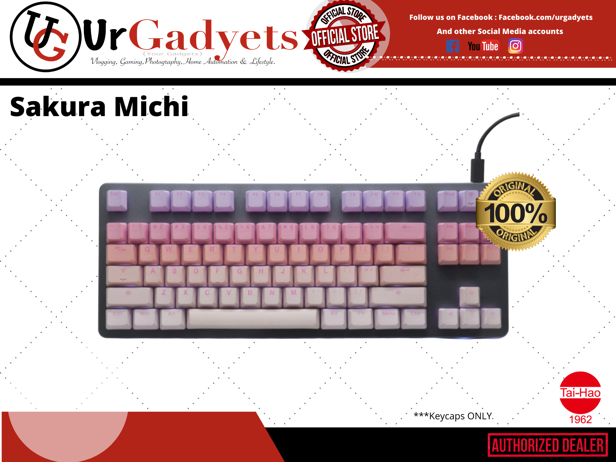 Tai Hao Sakura Michi 140 Keys Pbt Backlit Keycaps Set Lazada Ph