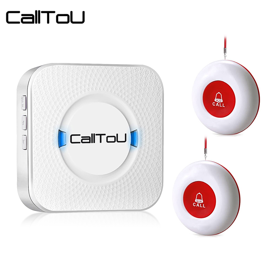 [13 Days Delivery]Calltou Wireless Caregiver Pager Call System 2 Receiver 2 SOS Buzzer for