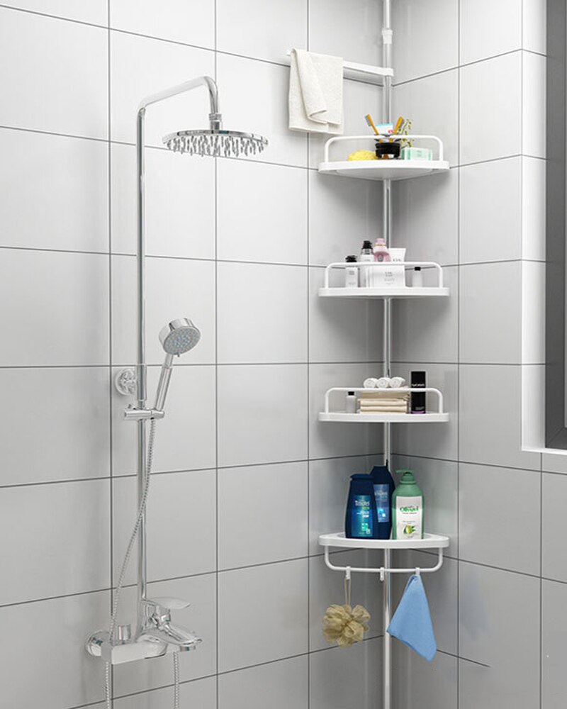 Tebru 4-Tier Bathroom Corner Shelf, Height Adjustable Telescopic