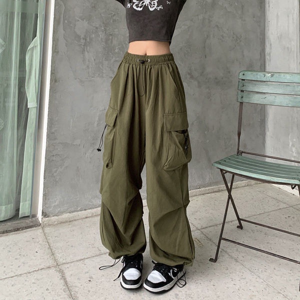 ✨✨cargo pants women aesthetic pants high waist pants for women American  Vintage Overalls Casual Women Summer Versatile Straight Drape Trousers  Loose Wide-Leg ins