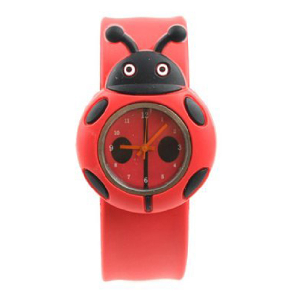 Child Boy Girl Ladybug Adorable Cartoon Silicone Watch - Color: Red