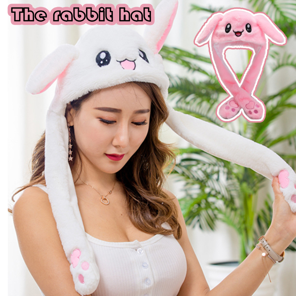 Rabbit Hat Ears Bouncing Jumping Cap Funny Bunny Plush Hat Hat