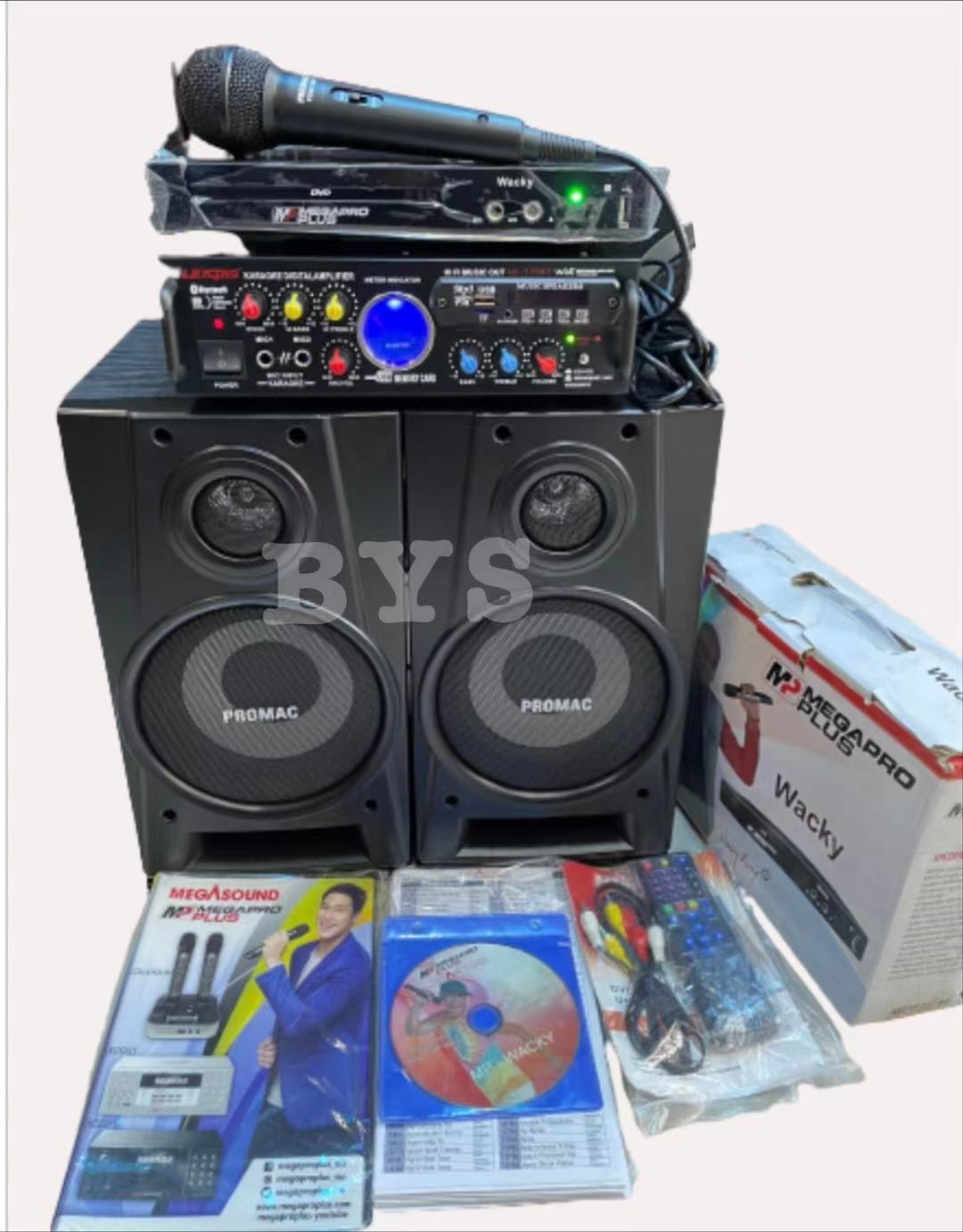 Promac speaker with amplifier and videoke player (megapro wacky)free