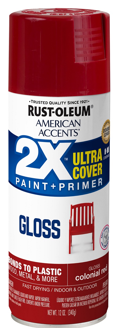 Rust-Oleum 2x Ultra Cover Colonial Red American Accents Gloss Spray Paint - 12 oz