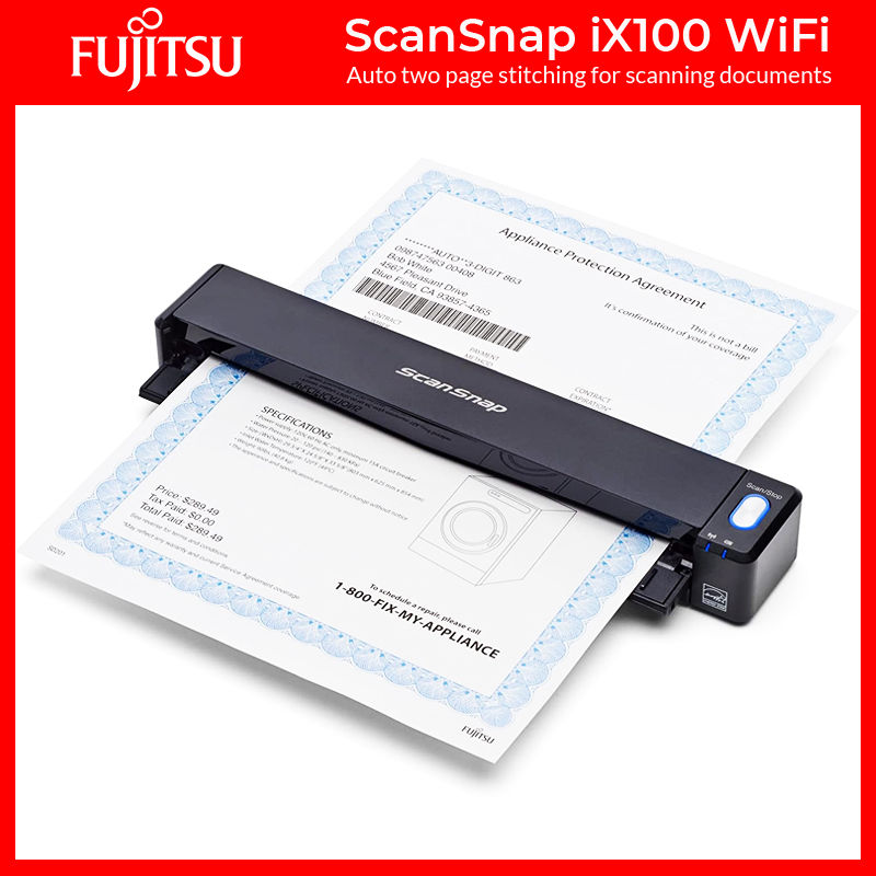 FUJITSU iX100 Scanner WiFi Image Wireless ScanSnap Portable Scanner