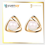 C&G Jewelry Double Triangle Pearl Stud Earrings