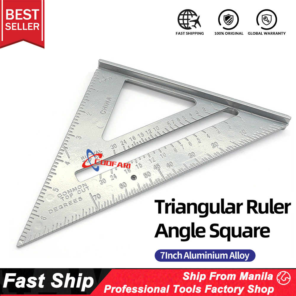 7 Inch Square Triangle Ruler Aluminum Alloy Measuring Ruler Speed