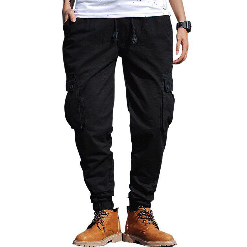 six pocket pants black