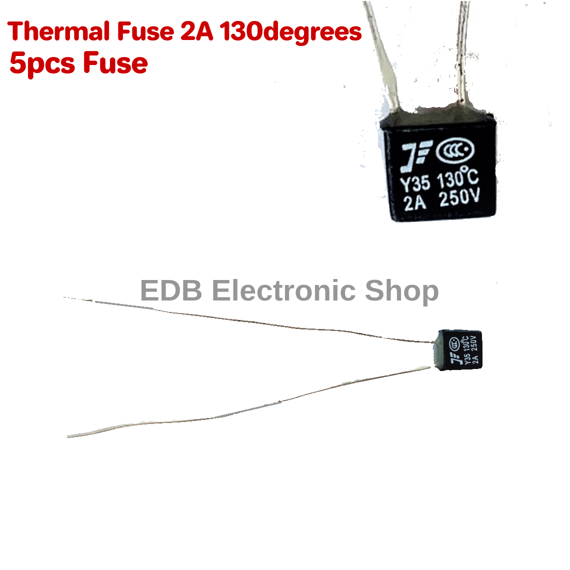 5pcs Fan Fuse 2A 130degrees / Thermal Fuse 2A 130degress Square Type